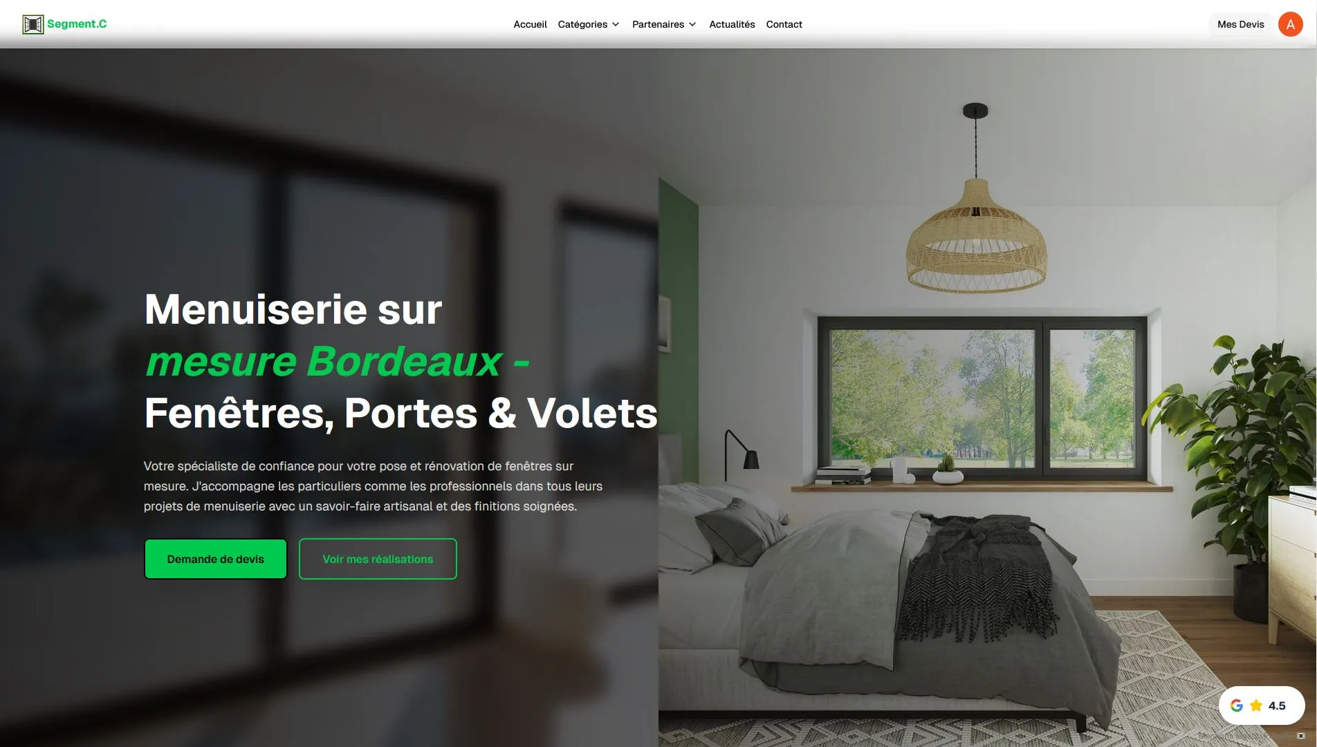 Page d'accueil site Segment.C Menuiserie Bordeaux